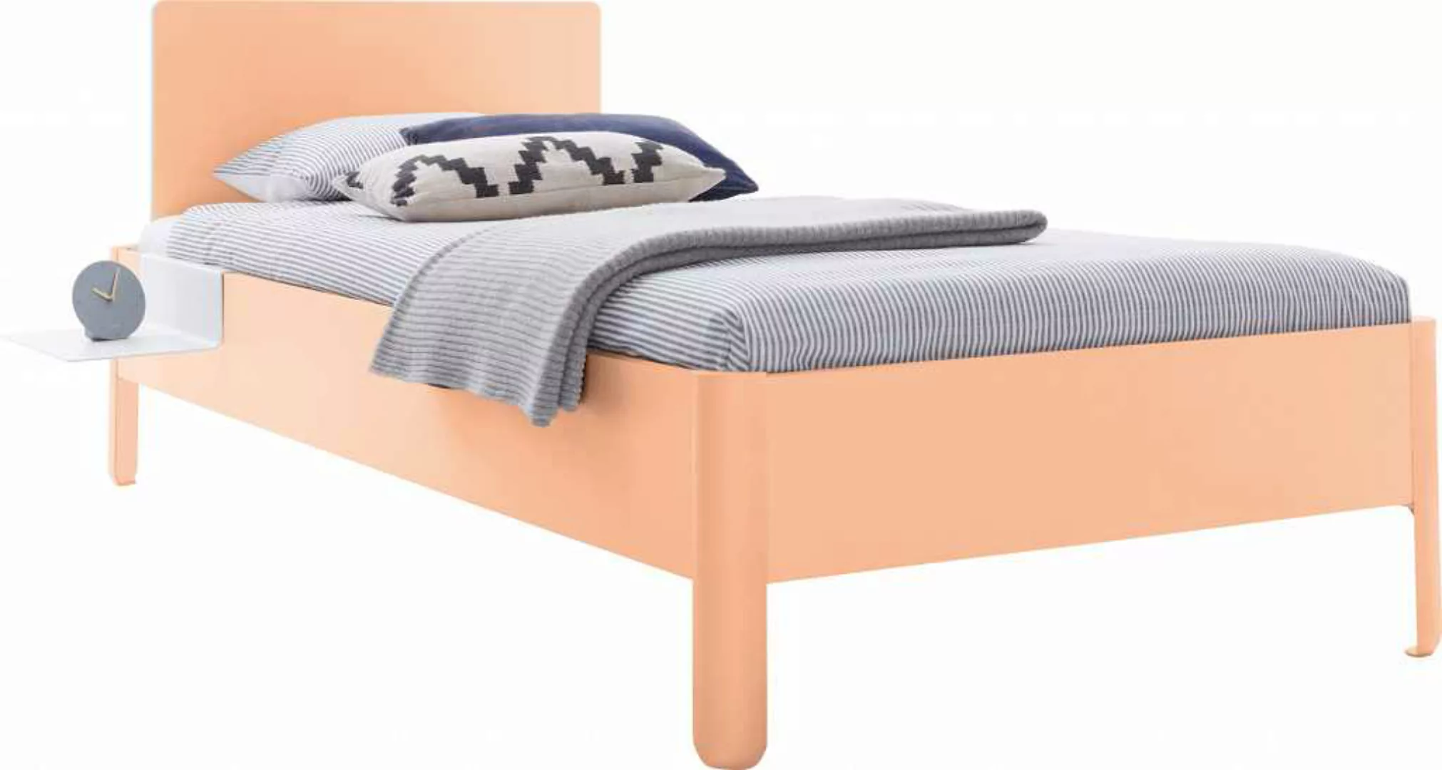 NAIT Einzelbett farbig lackiert 90 x 210cm Mit Kopfteil Mildorange günstig online kaufen