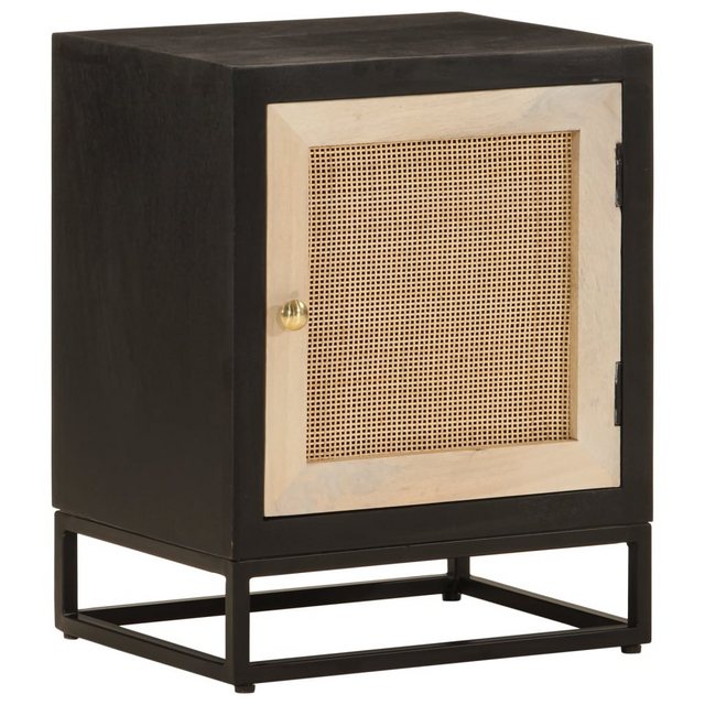 vidaXL Fächerschrank Nachttisch Schwarz 40x30x50 cm Massivholz Mango und Ei günstig online kaufen