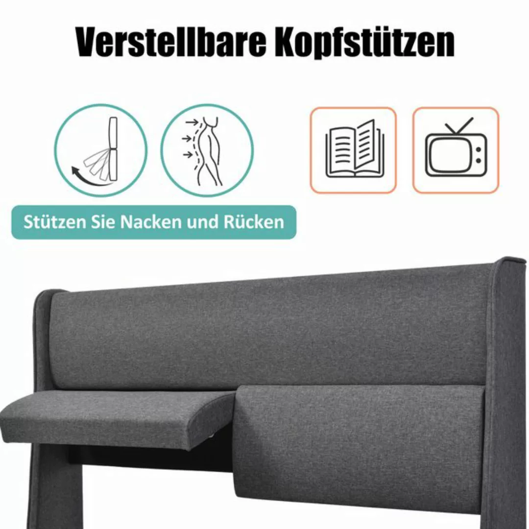 MODFU Polsterbett Doppelbett mit Verstellbare Kopfstützen, 160x200 mit latt günstig online kaufen