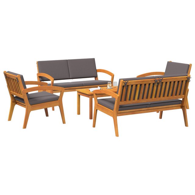 vidaXL Loungesofa Set aus 3 Anthrazit nholz Mittel Langlebig, 3 Teile günstig online kaufen