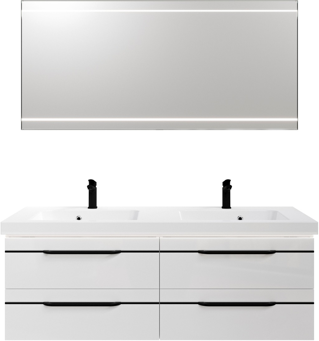 Saphir Badmöbel-Set »Balto 2-teilig Mineralmarmor-Doppelwaschtisch mit LED- günstig online kaufen