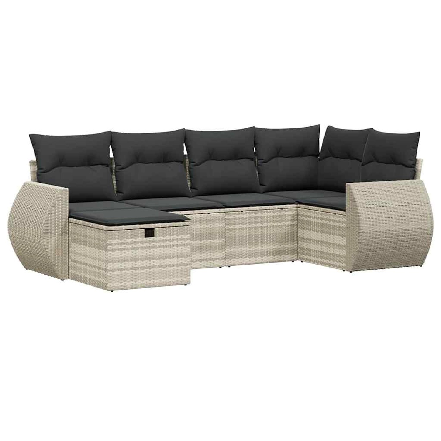 vidaXL 6-Tlg Garten-Sofagarnitur mit Kissen Hellgrau Poly Rattan 3264108 günstig online kaufen
