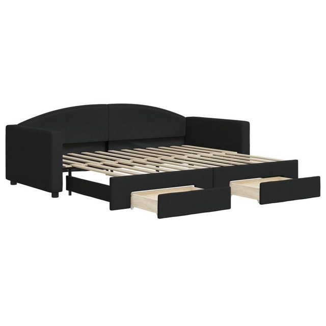 furnicato Bett Tagesbett Ausziehbar mit Schubladen Schwarz 90x200 cm Stoff günstig online kaufen