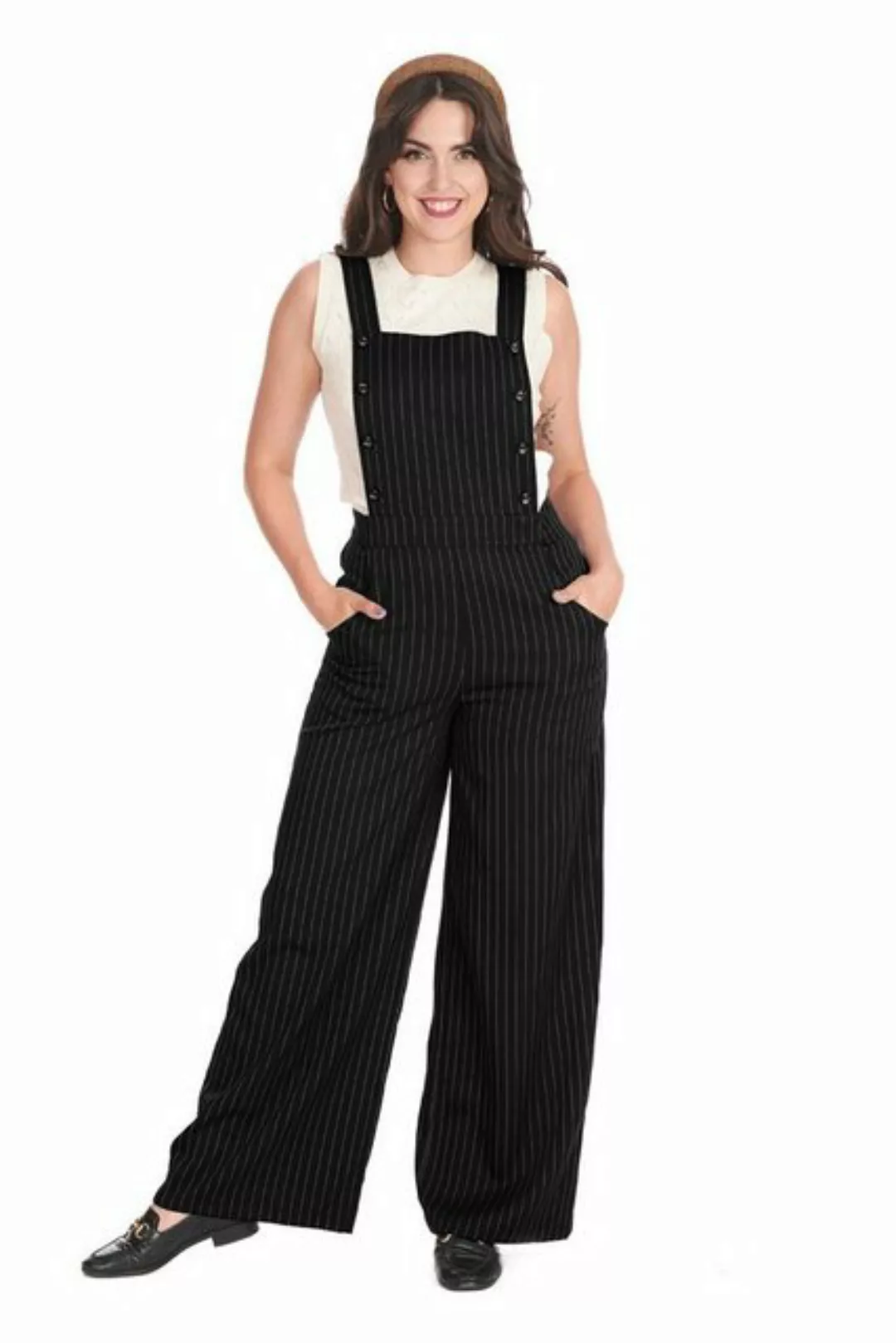 Banned Latzhose Stripe Sail Retro Vintage Nadelstreifen Dungaree günstig online kaufen