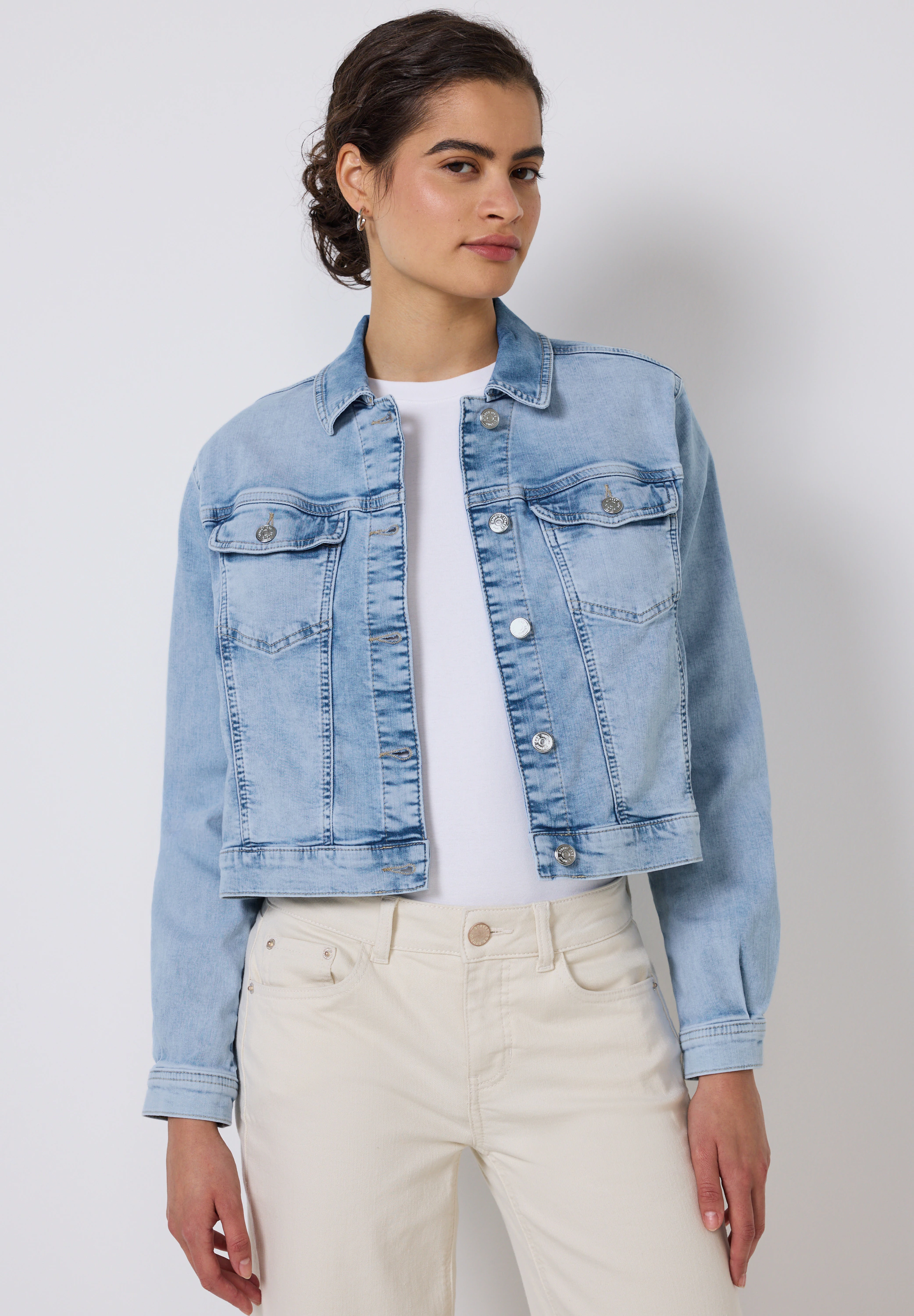 STREET ONE STUDIO Jeansjacke, ohne Kapuze, mit Brusttasche günstig online kaufen