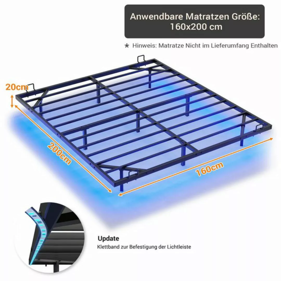 MSMASK Metallbett Schwebebett Bettgestell mit LED-Beleuchtung (Ohne Matratz günstig online kaufen