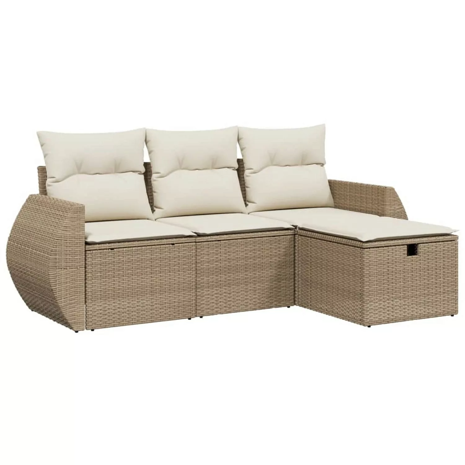 vidaXL 4-tlg Garten-Sofagarnitur mit Kissen Beige Poly Rattan Modell 51 günstig online kaufen