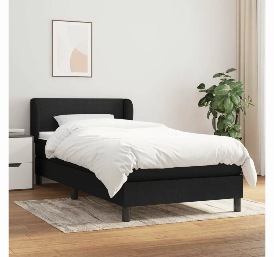 vidaXL Bettgestell Boxspringbett mit Matratze Schwarz 80x200 cm Stoff Bett günstig online kaufen