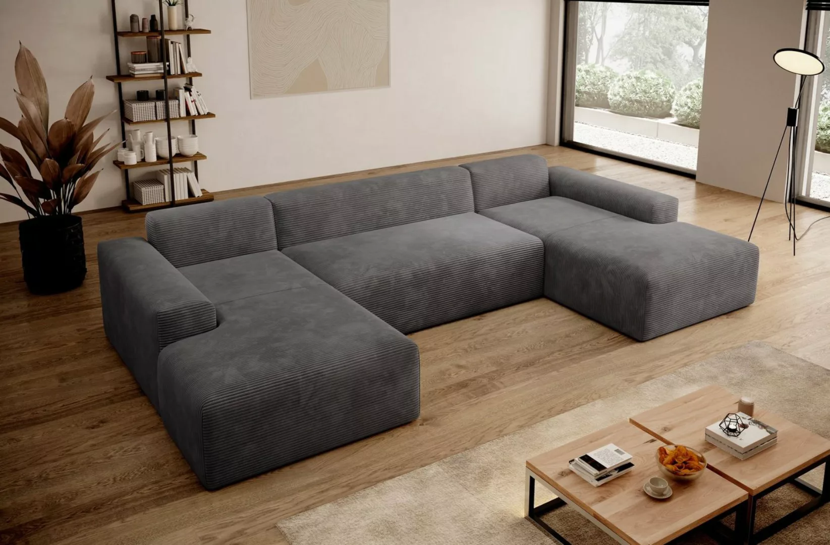 PROMETO Möbel Ecksofa Empire Ecksofa U-Form, Sofa U-Form Beige und Grau günstig online kaufen