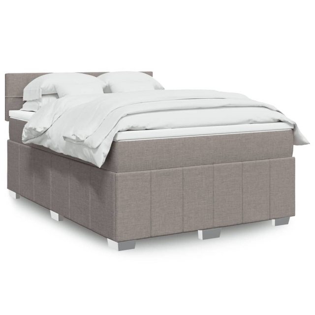 vidaXL Boxspringbett, Boxspringbett mit Matratze Taupe 140x200 cm Stoff günstig online kaufen