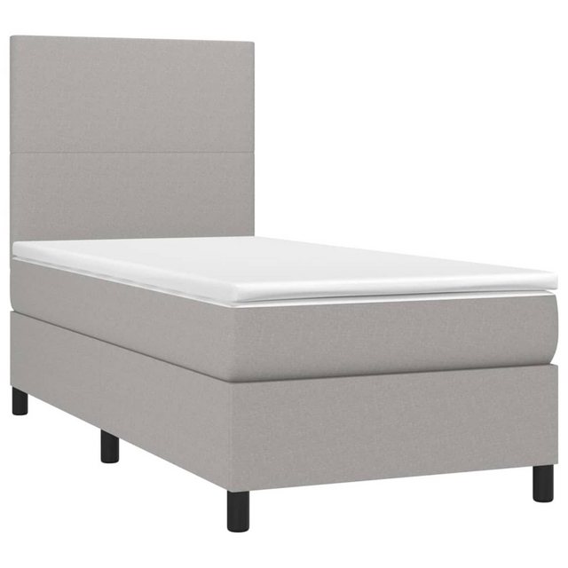 vidaXL Bett Boxspringbett mit Matratze & LED Hellgrau 80x200 cm Stoff günstig online kaufen