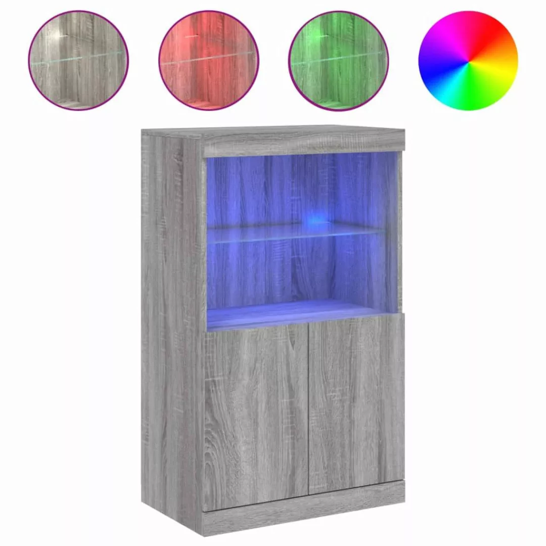 vidaXL Sideboard Sideboard mit LED-Leuchten Grau günstig online kaufen