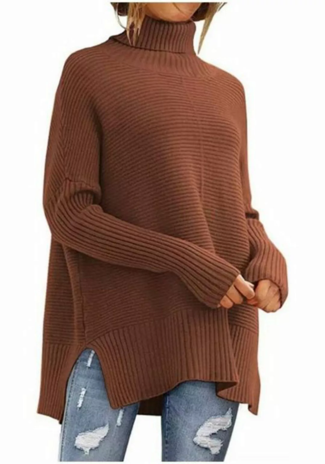 Nebelmeer Strickpullover Herbst Winter Rollkragen Pullover Damenmode Lässig günstig online kaufen