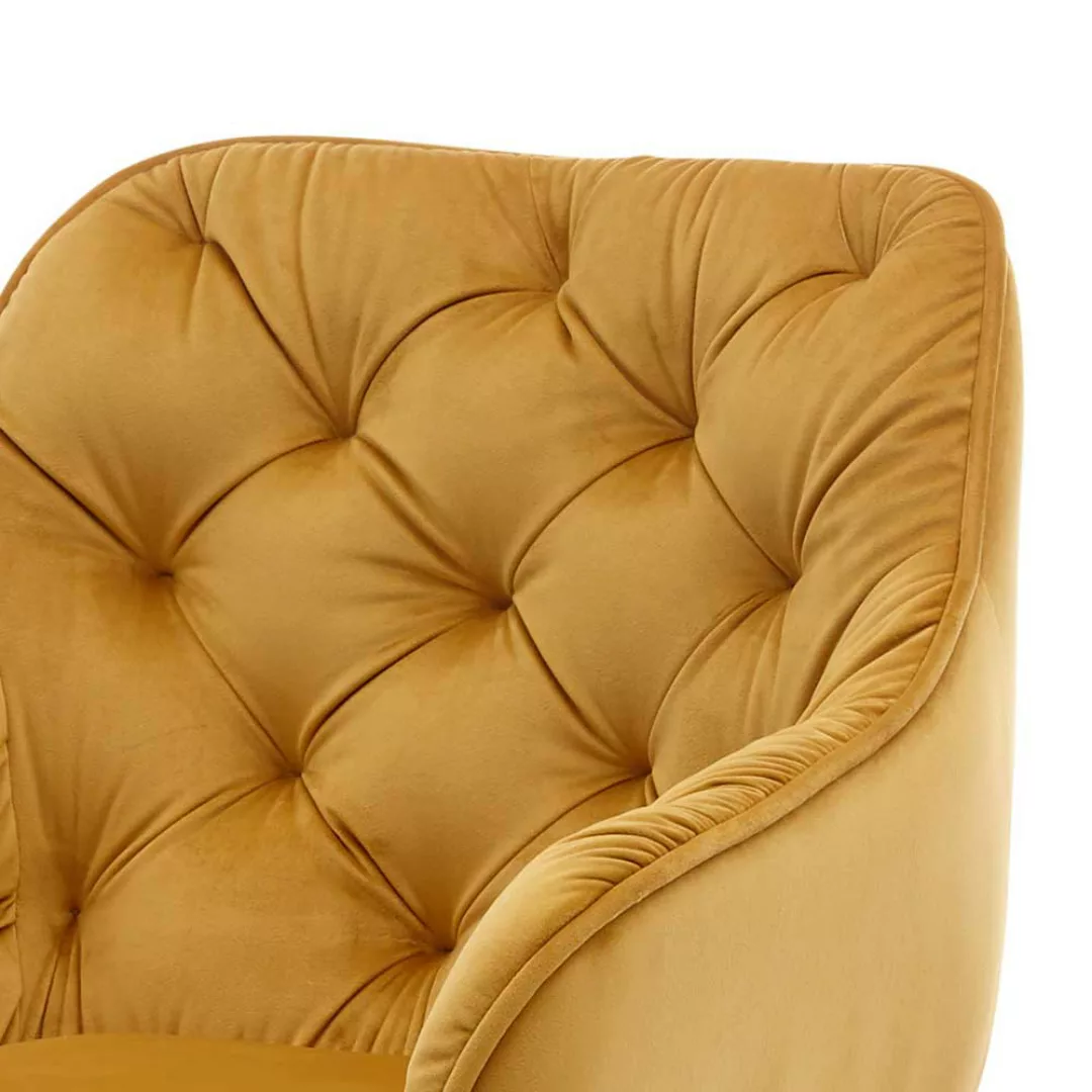 2 Stühle mit Armlehnen in Goldfarben Samt Schwarz (2er Set) günstig online kaufen