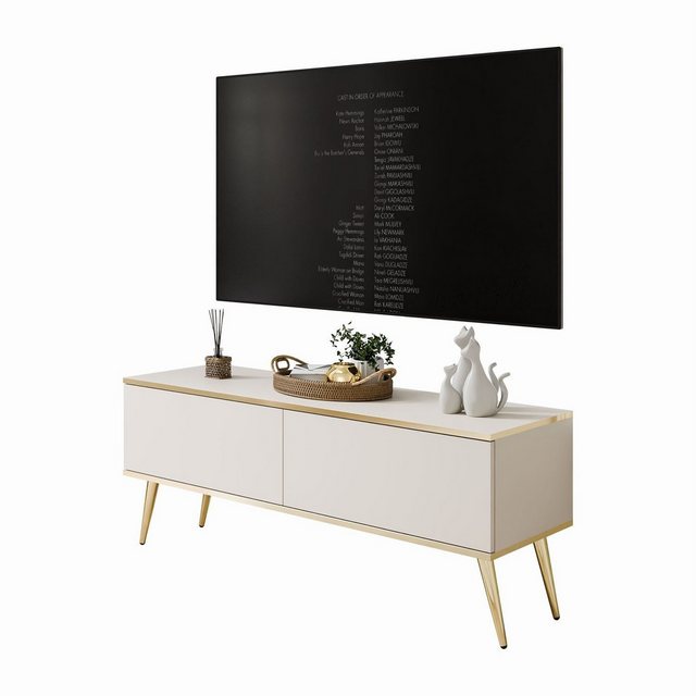 ALLHOUSE24 TV-Schrank SENSO 135 cm Unterschrank TV Lowboard GOLD Metall Füß günstig online kaufen