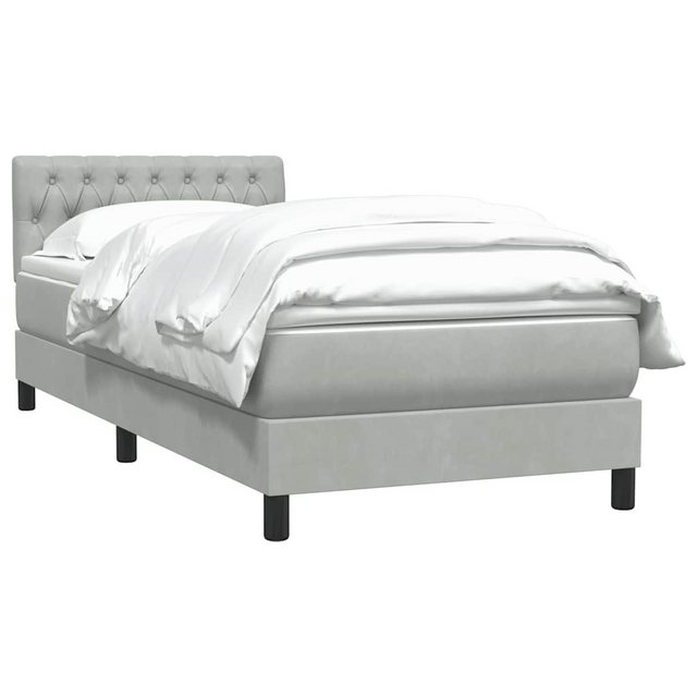 vidaXL Bett Boxspringbett mit Matratze Hellgrau 100x220 cm Samt günstig online kaufen