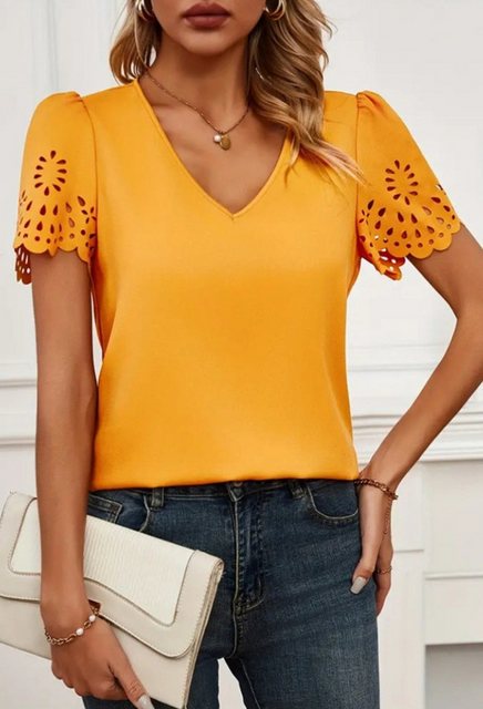 SEGUEN T-Shirt Kurzärmliges, hohles Oberteil mit gebrannter Blume (Bequem, günstig online kaufen