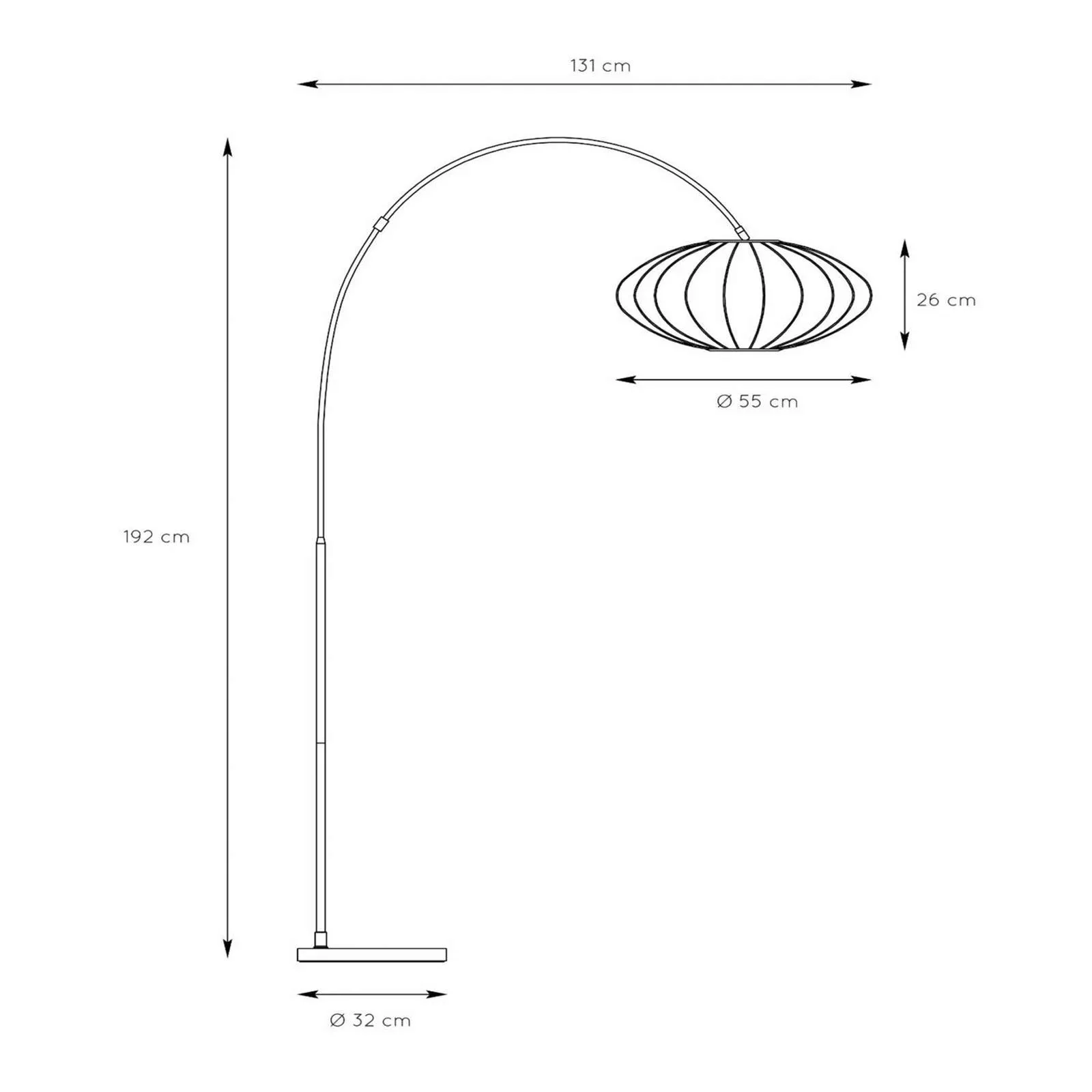 Bogenleuchte Corina, beige, E27, 192 cm, Kunststoff günstig online kaufen