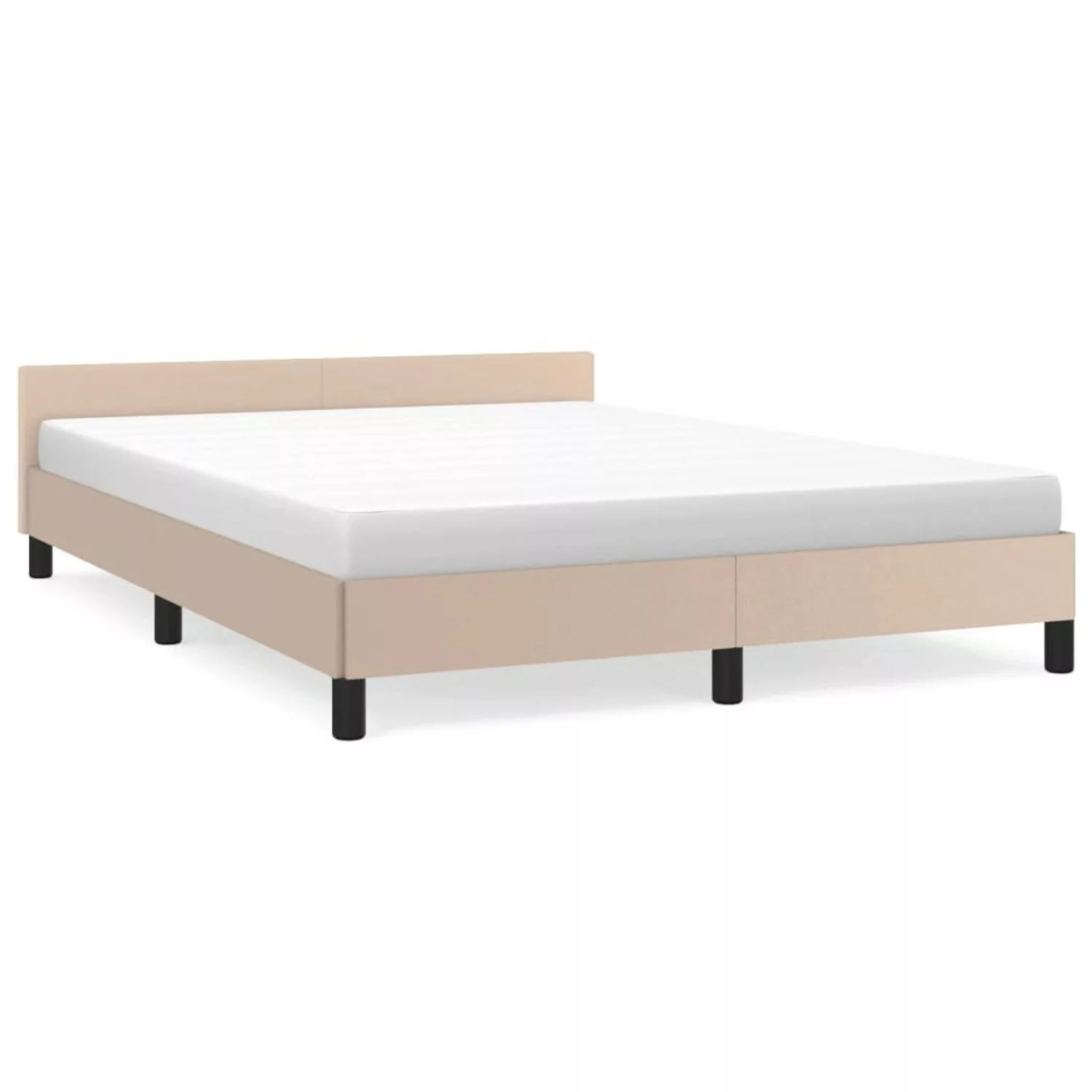 vidaXL Bett, Bettgestell mit Kopfteil ohne Matratze Cappuccino 140x200 cm günstig online kaufen