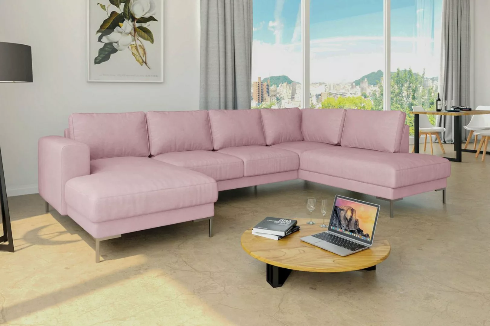 99rooms Wohnlandschaft Santini, Sofa, U-Form, Ottomane links oder rechts be günstig online kaufen