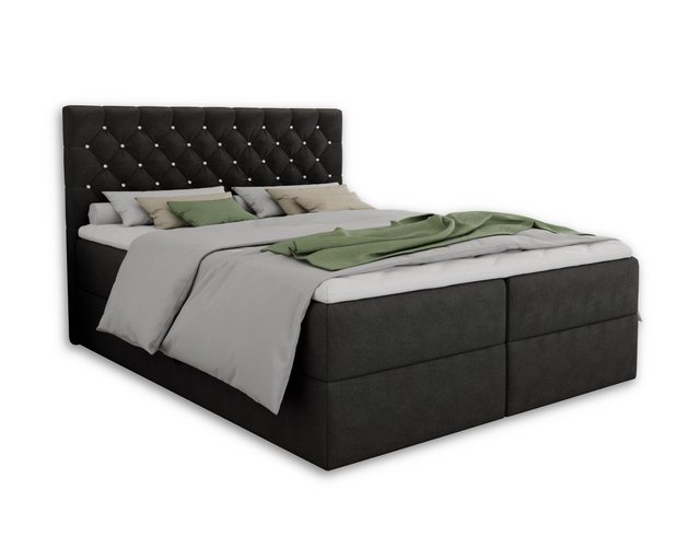 Deine Möbel 24 Boxspringbett Polsterbett ARAMI in Velour / Samt, inkl. Topp günstig online kaufen