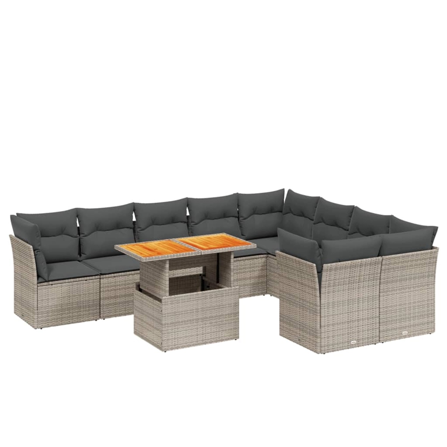 vidaXL 10-Tlg Garten-Sofagarnitur mit Kissen Grau Poly Rattan 3271011 günstig online kaufen