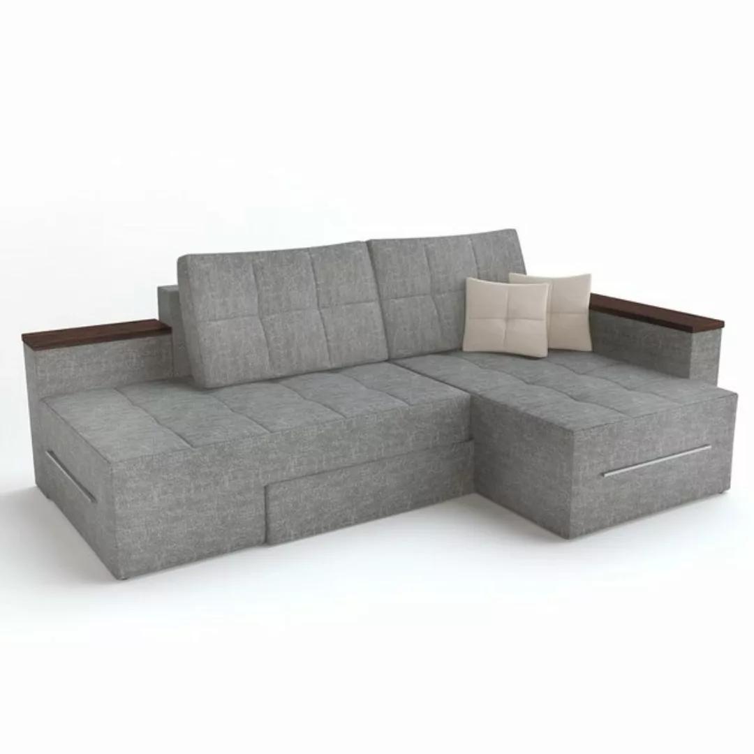 Vicco Ecksofa 3 Funktionen Grau Links grau günstig online kaufen