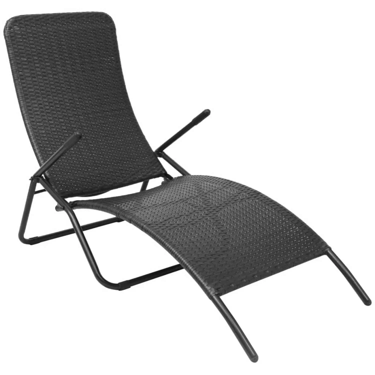 Sonnenliege Klappbar Poly Rattan Schwarz günstig online kaufen