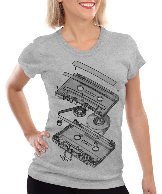 style3 T-Shirt Tape Kassette mc dj 3D turntable ndw analog disko cd 80er günstig online kaufen