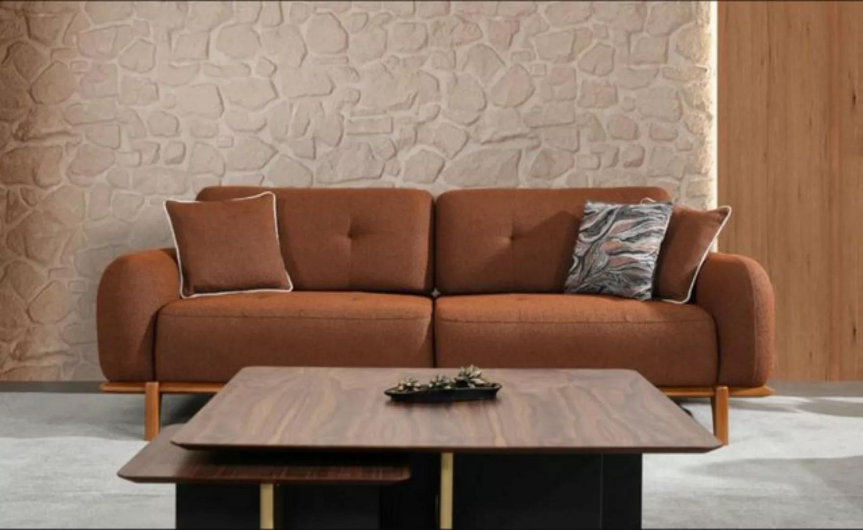 JVmoebel 3-Sitzer Stoffsofa Dreisitzer Couch Braun Sofa 3 Sitzer Polstersof günstig online kaufen