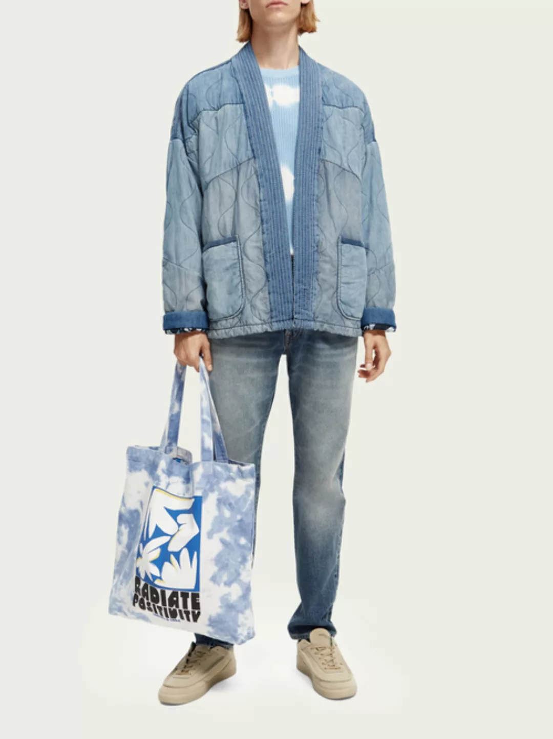 Scotch & Soda Gesteppte Kimono-Jacke aus Denim günstig online kaufen