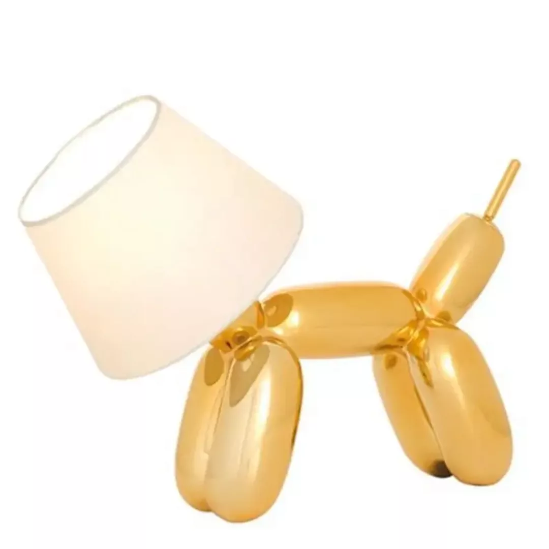 Tischleuchte Doggy in Gold und Weiß E14 max 40W günstig online kaufen