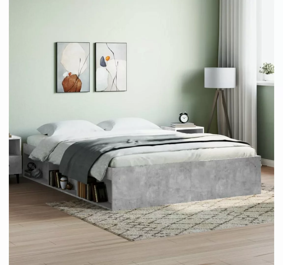 vidaXL Bett, Bettgestell Betongrau 140x200 cm günstig online kaufen