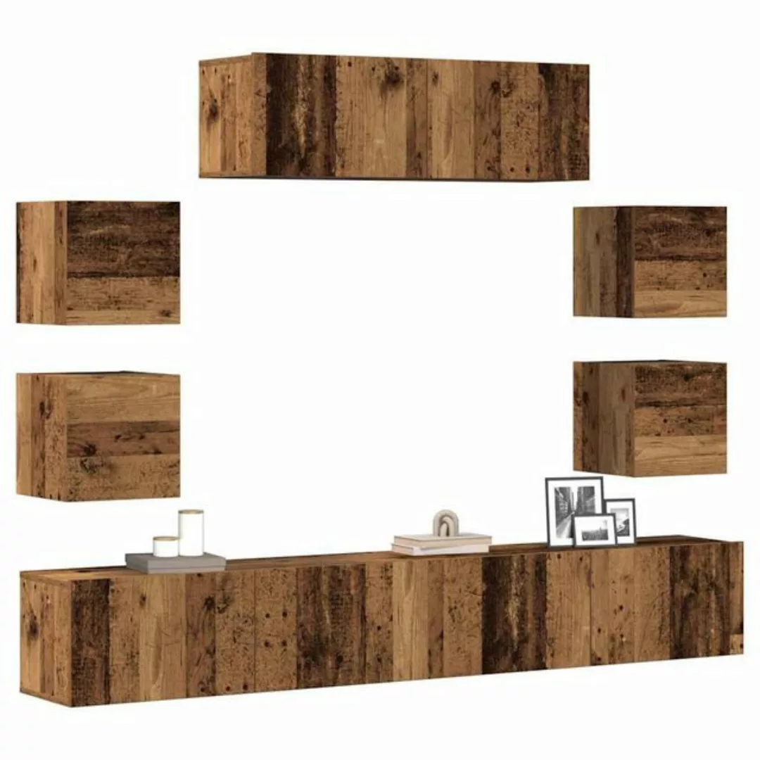 vidaXL Schrankmodule 7-tlg. TV-Schrank-Set Wandmontage Altholz-Optik Holzwe günstig online kaufen