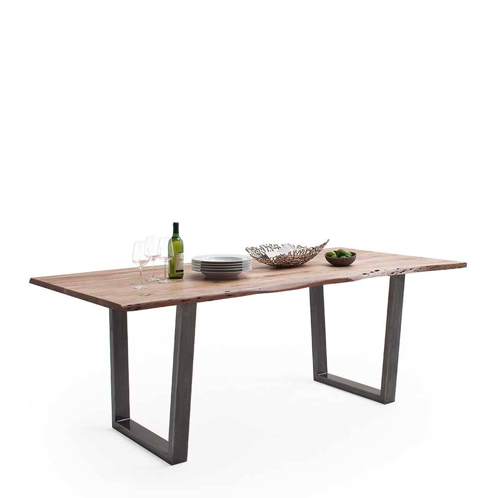 Esstisch Holztisch im Industry und Loft Stil mit Bügelgestell günstig online kaufen