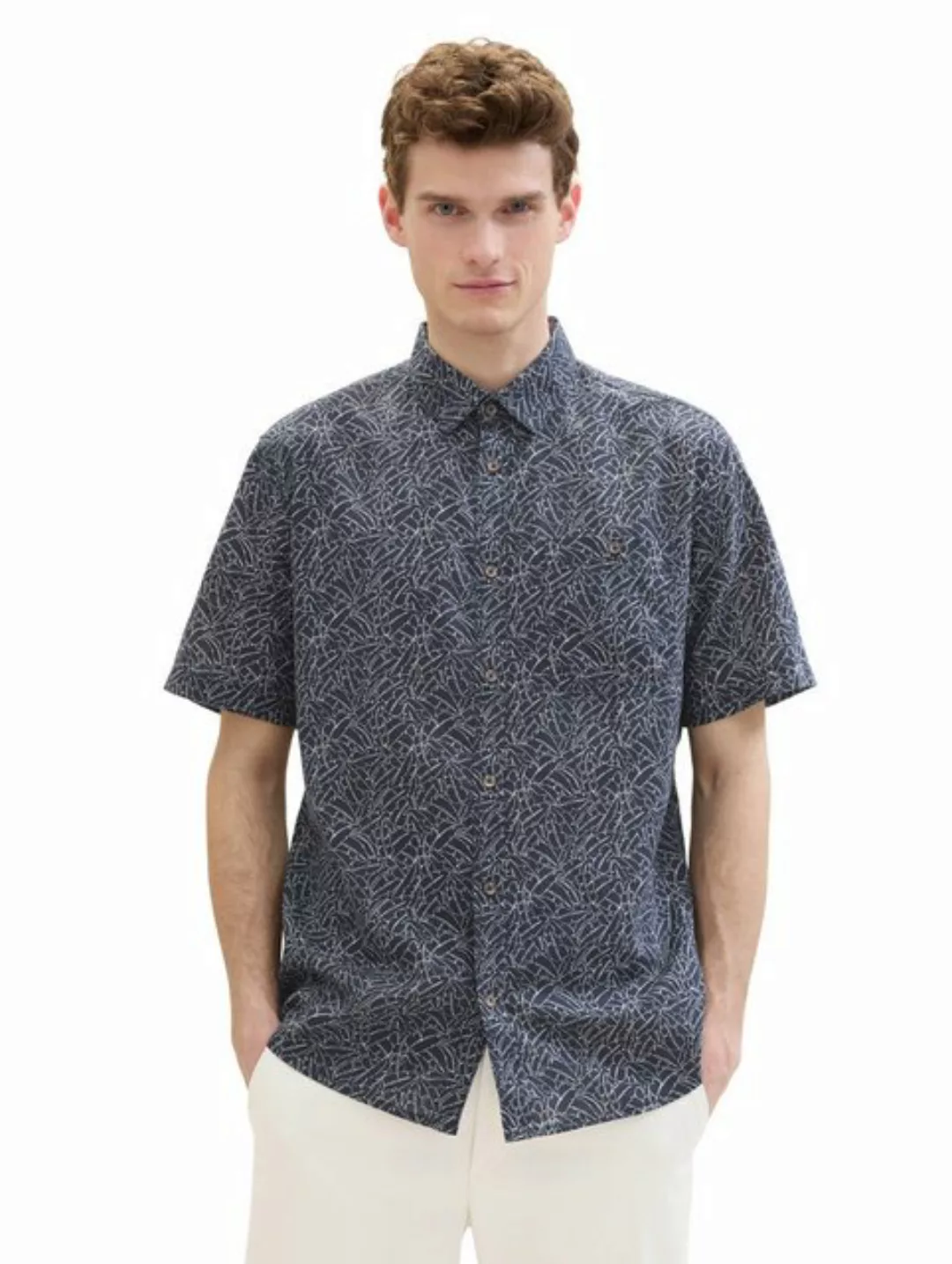 TOM TAILOR Leinenhemd mit All-Over Print günstig online kaufen