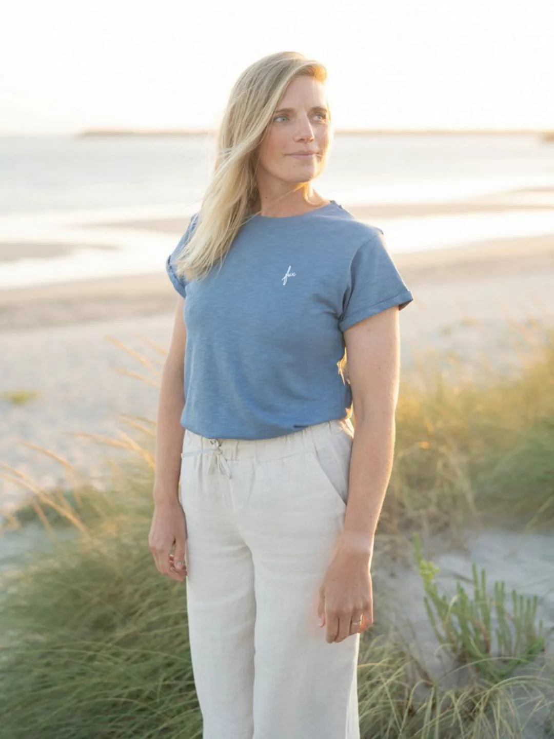 FUXBAU T-Shirt Frauen fux Azul T-Shirt - blau meliert GOTS, Fair & nachhalt günstig online kaufen