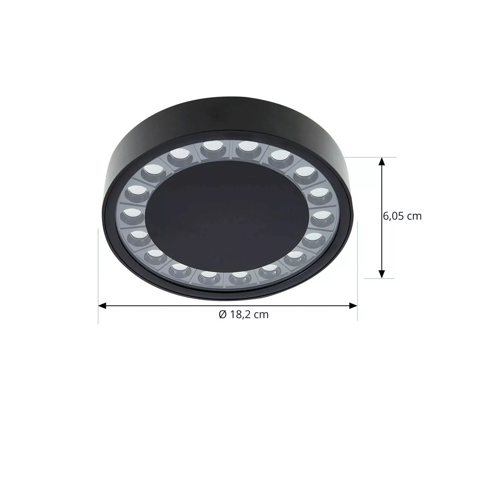 Lucande LED-Außendeckenleuchte Roran, schwarz, Ø 18 cm, IP65 günstig online kaufen
