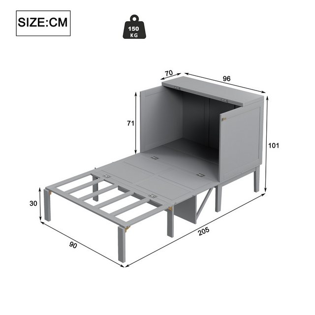 Flieks Schrankbett Holzbett Einzelbett Klappbett 90x200cm günstig online kaufen