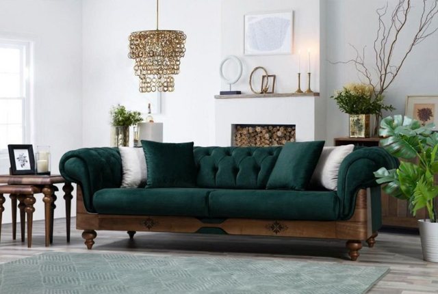 JVmoebel 3-Sitzer Grüner Chesterfield Dreisitzer Couch Wohnzimmer Sofas Sit günstig online kaufen