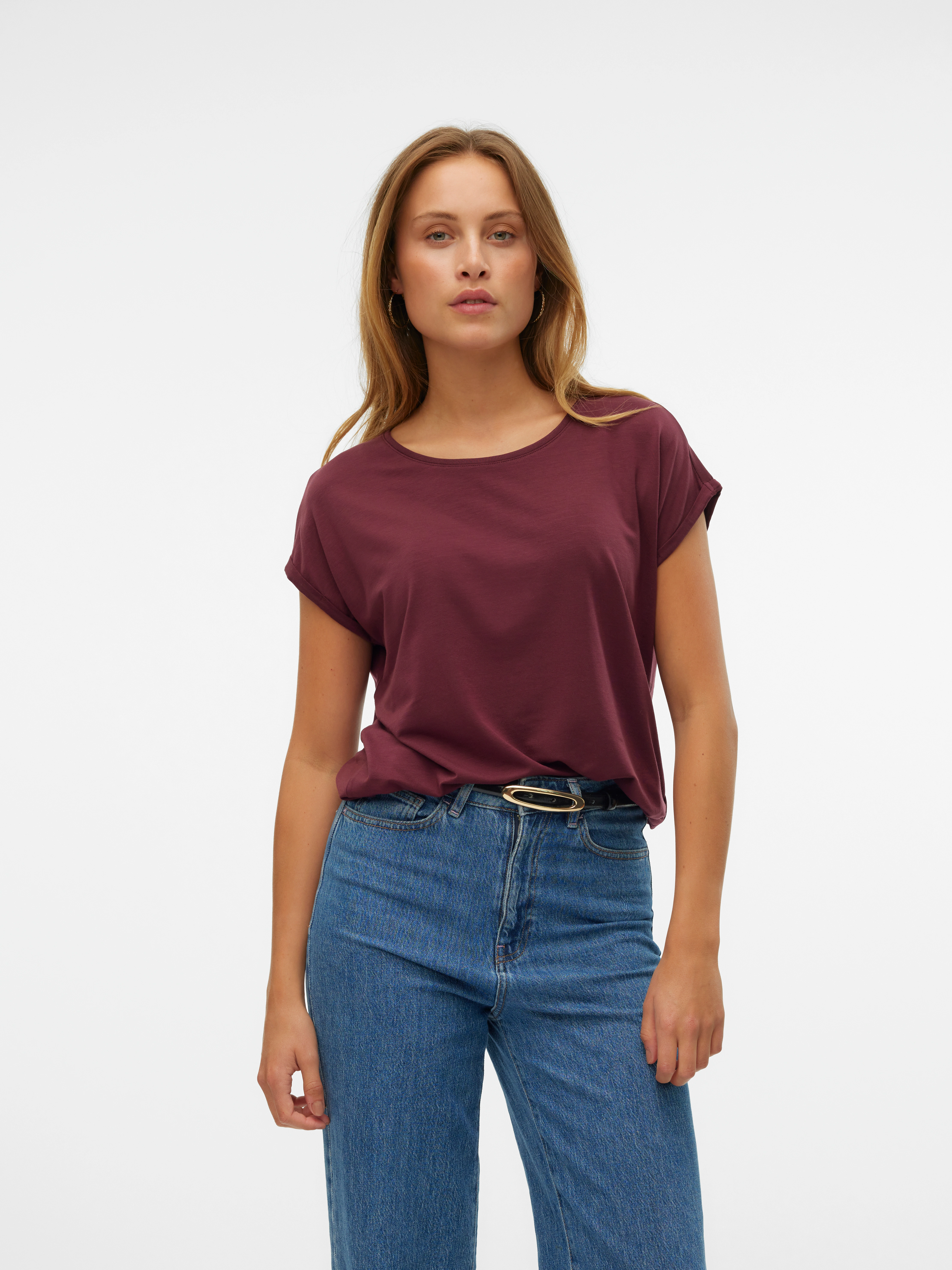 Vero Moda Rundhalsshirt "VMAVA PLAIN SS TOP GAJRS NOOS" günstig online kaufen