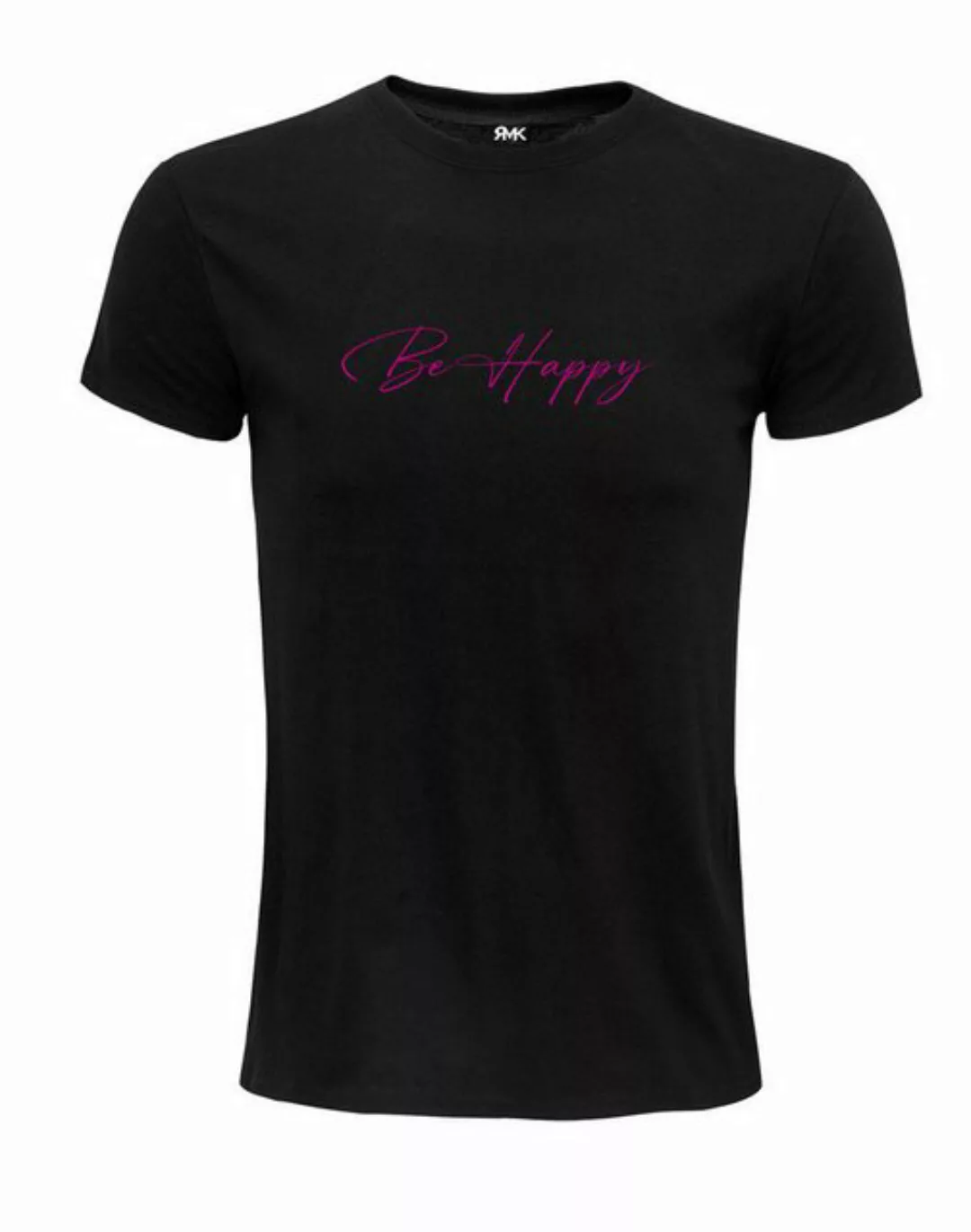 RMK T-Shirt Damen Shirt Top Sommer Basic Be Happy Glücklich aus Baumwolle günstig online kaufen