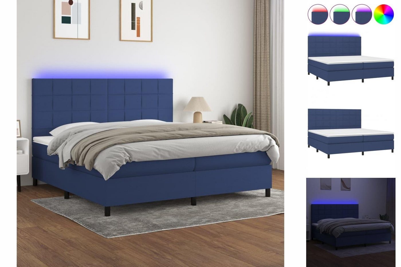 vidaXL Boxspringbett Bett Boxspringbett mit Matratze & LED Stoff (200 x 200 günstig online kaufen