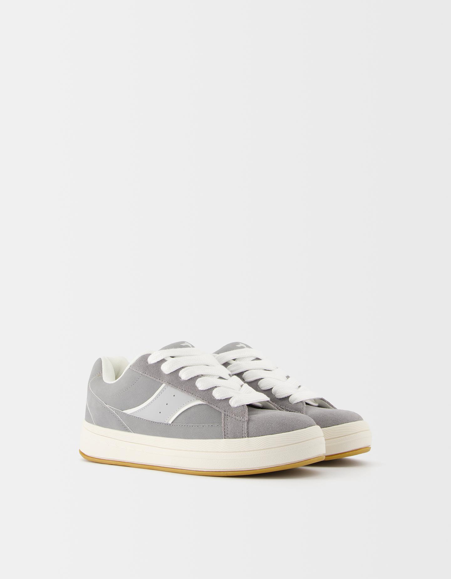 Bershka Sneaker Aus Rauleder Im Skater-Stil Damen 38 Grau günstig online kaufen