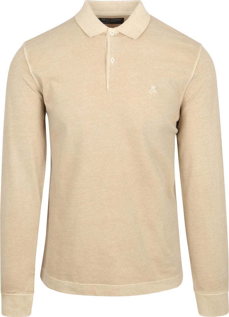 Marc O'Polo Longsleeve Poloshirt Beige - Größe M günstig online kaufen