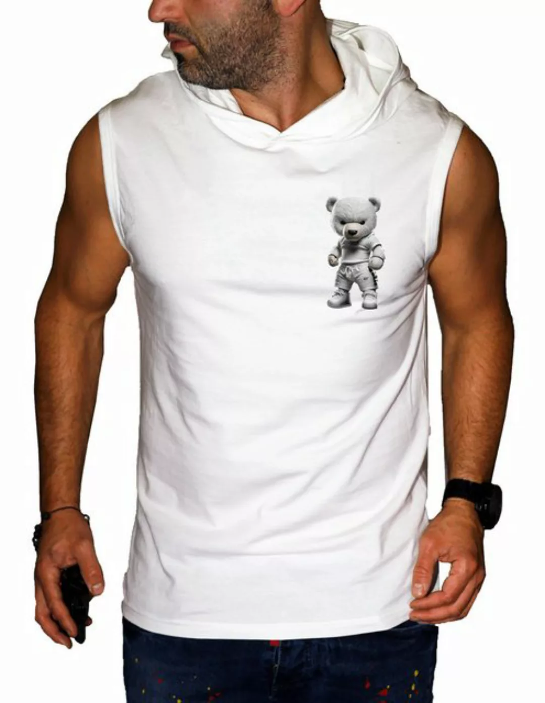 RMK Tanktop Herren Tanktop Muskelshirt Gym Ärmellos Shirt mit Teddybär Druc günstig online kaufen