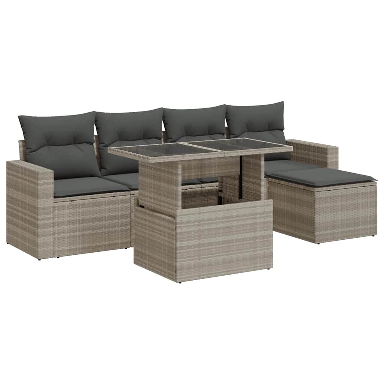 vidaXL 6-Tlg Garten-Sofagarnitur mit Kissen Hellgrau Poly Rattan 3326303 günstig online kaufen