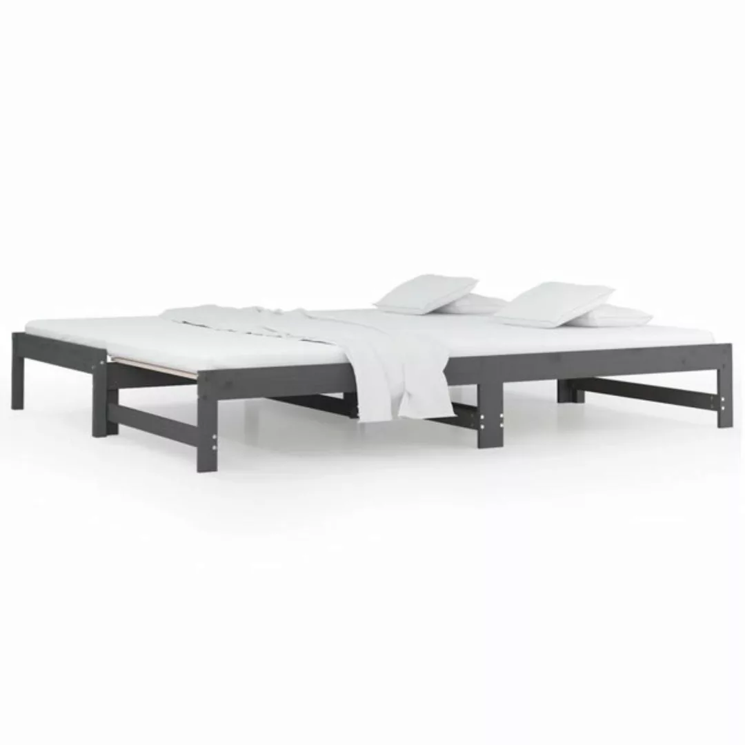 furnicato Bett Tagesbett Ausziehbar Grau 2x(80x200) cm Massivholz Kiefer günstig online kaufen