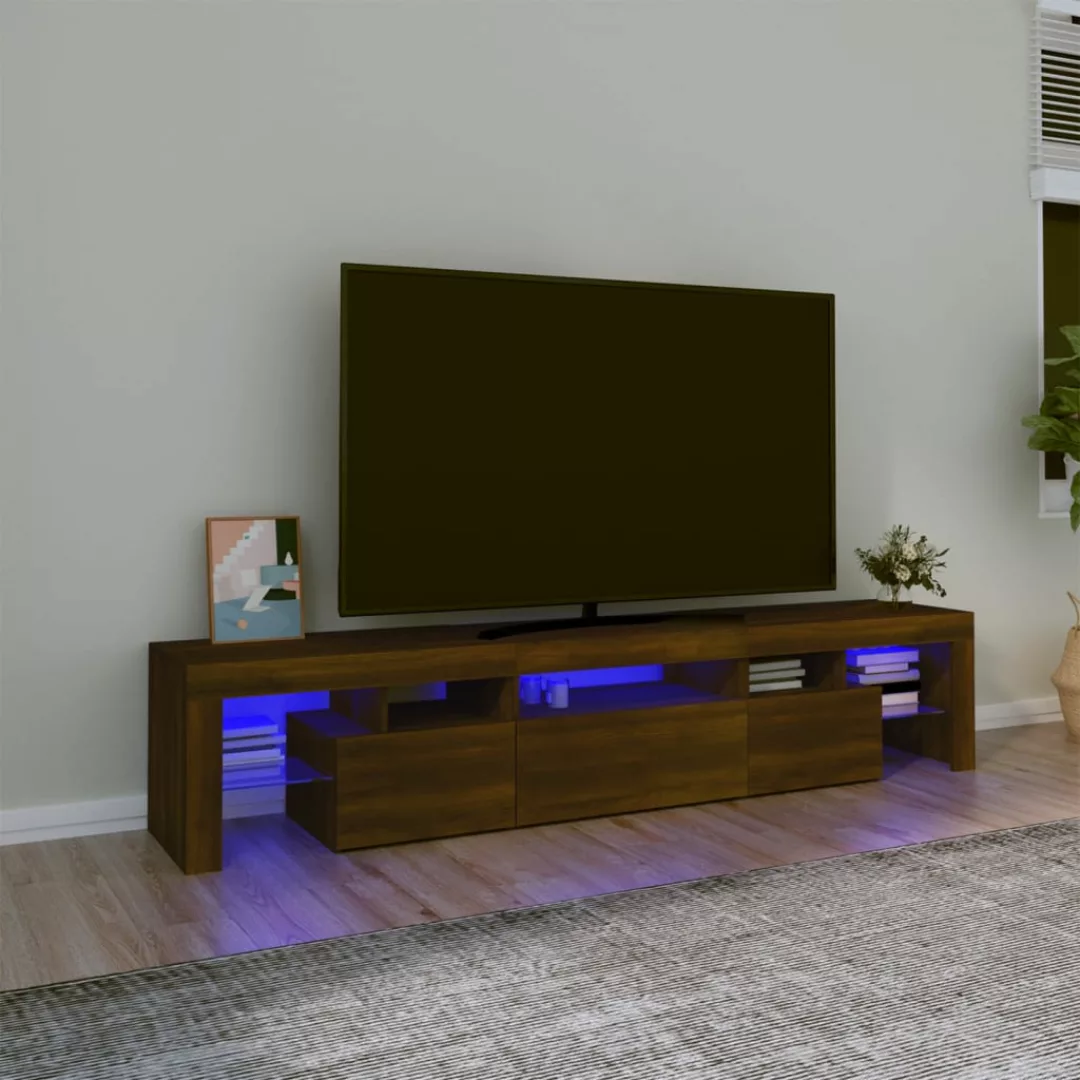 vidaXL TV-Schrank TV-Schrank mit LED-Leuchten Braun Eichen-Optik 200x36,5x4 günstig online kaufen