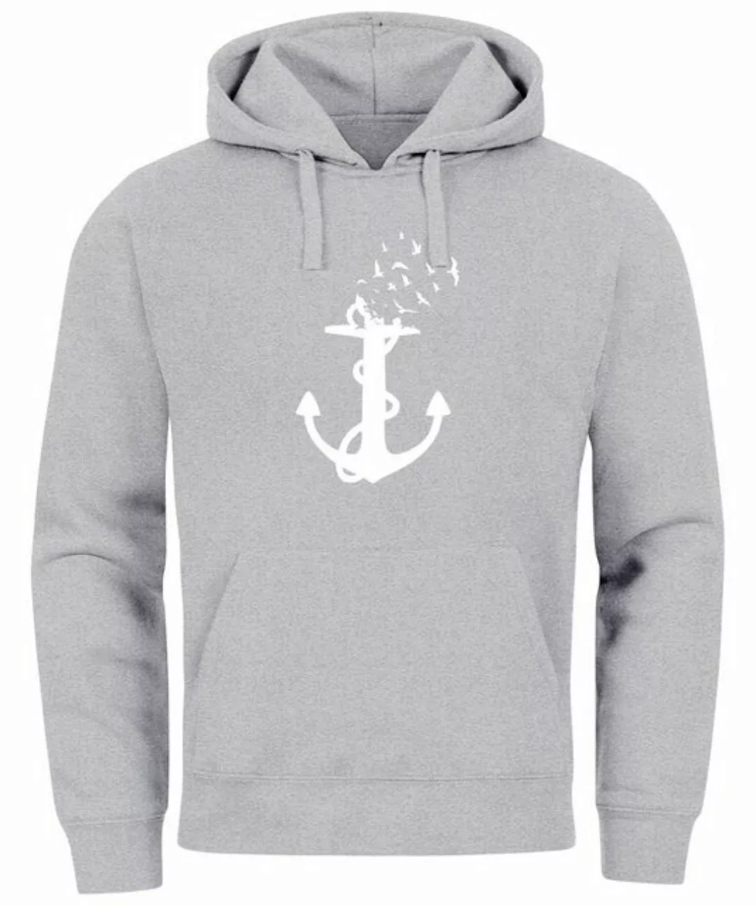 Neverless Hoodie Hoodie Herren Print Aufdruck Trend Anker Vögel Motiv Norde günstig online kaufen